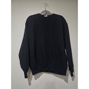 Bike Sweatshirt Mens Large Black Crewneck Fleece Pullover Made USA Basic Blank